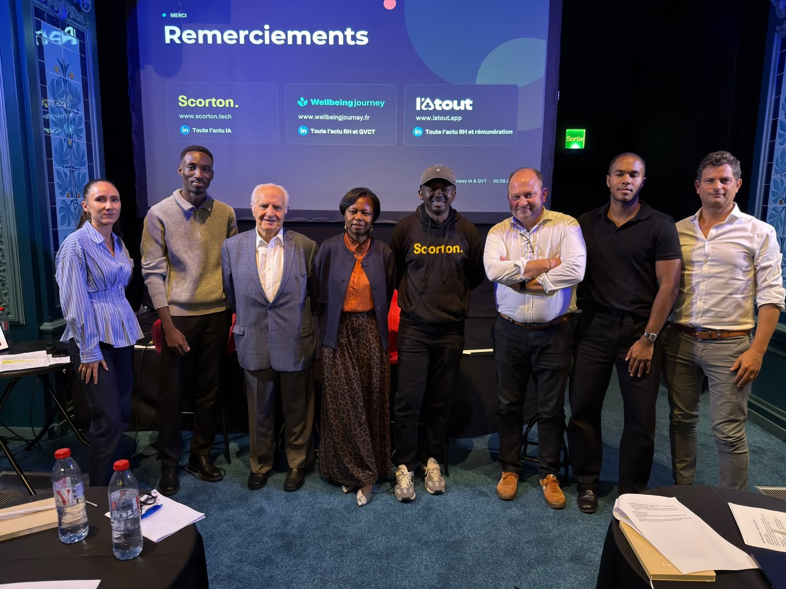 Scorton speakers and partners after a Paris event